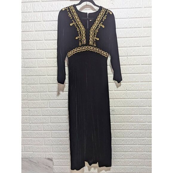 Dana Dean By Julius Lonschein Vintage Women's Black Velvet Gold Glitter Embellis - Picture 1 of 7